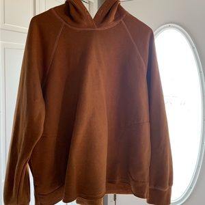 cropped brushed orange sweatshirt